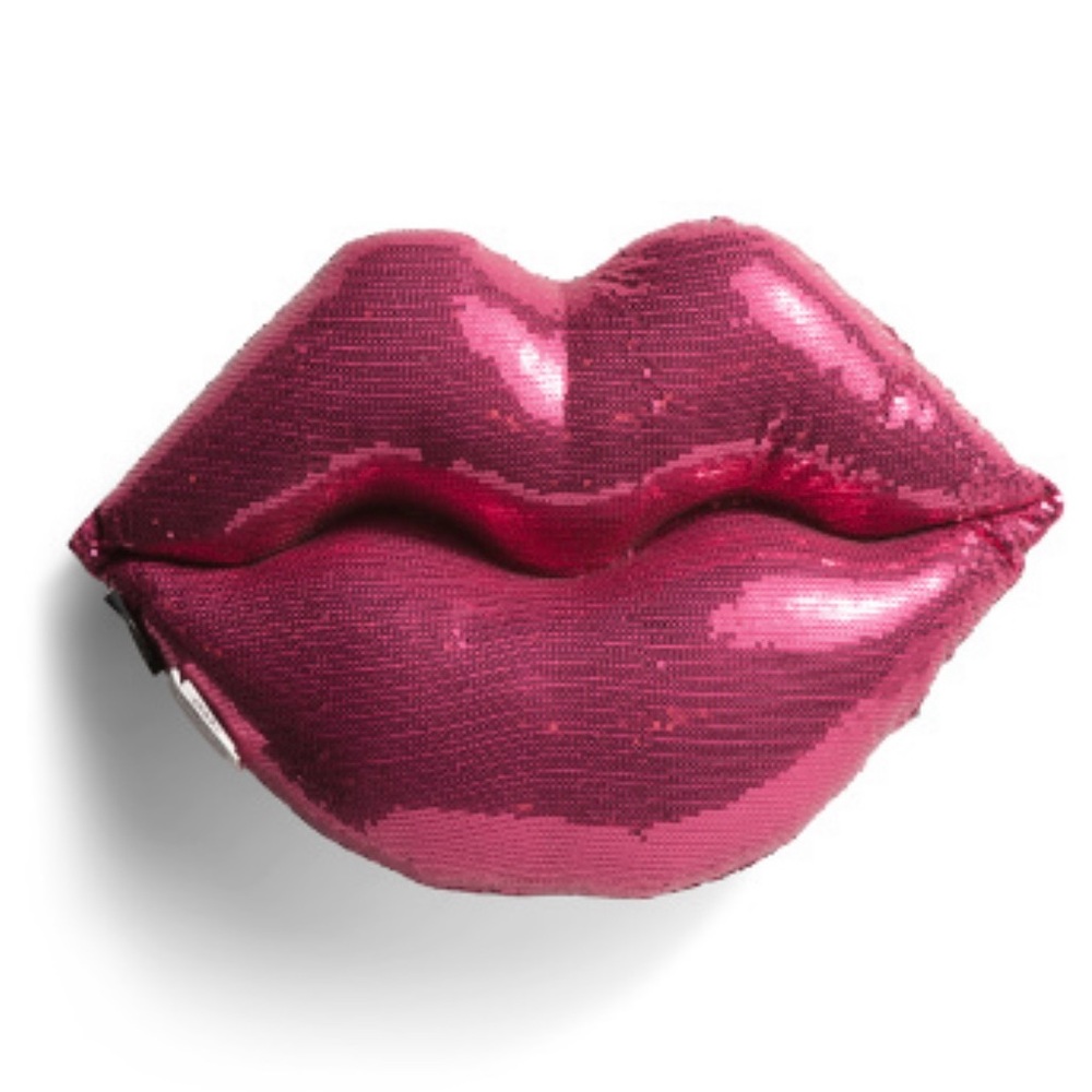 NWT Rachel Zoe Hot Pink Sequin Vampire Lips Throw Pillow - Picture 4 of 5